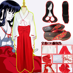 日式和服cosplay衣服桔梗巫女cos服日系动漫全套服装道具木屐假发