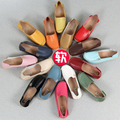 豆豆鞋 休闲孕妇妈妈鞋 女真皮舒适平底软皮软底一脚蹬懒人大码 女鞋