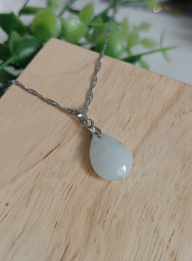 缅甸翡翠A货飘花水滴玉吊坠项链