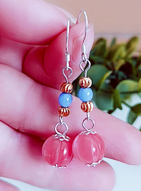 转运南瓜珠耳环原创设计气质百搭