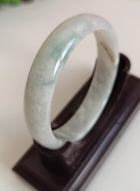 仅此一件送证书 特惠天然翡翠油青飘兰花玉手镯女款 内径56毫米