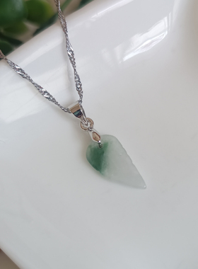 新品天然翡翠油青飘花金枝玉叶树叶玉吊坠项链女玉石挂件实物拍照