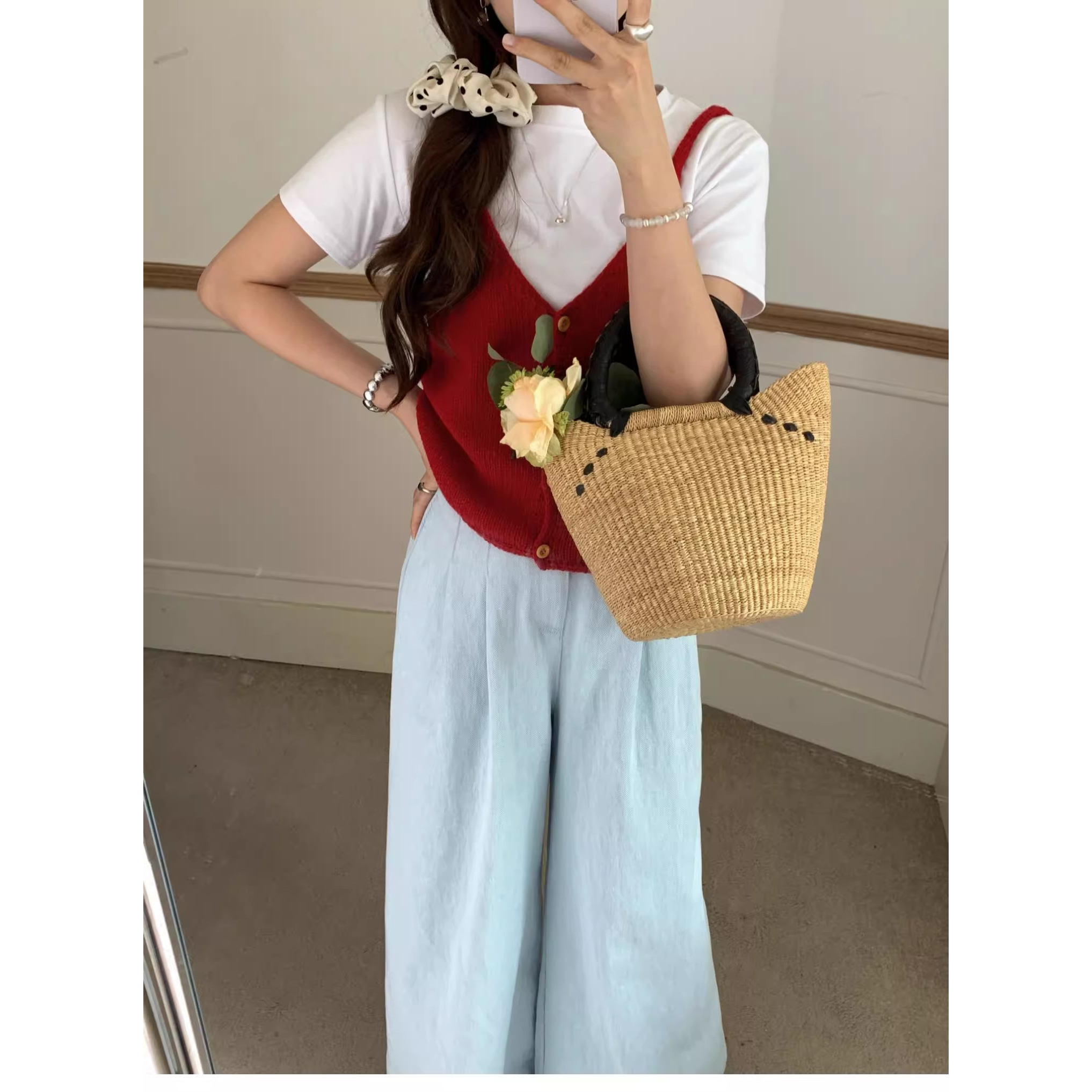 非洲篮子草编包彩色手提