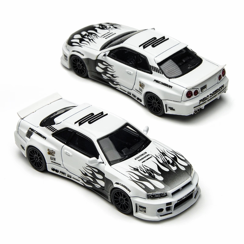 1/64 PSC 日产R34 齿虎黑白 合金模型