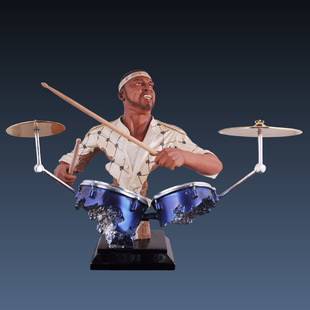 黑人樂隊音樂人物雕塑雕像擺件 酒吧會所架子鼓 仿真人樹脂工藝品