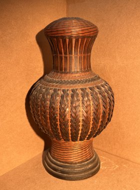 全品清代老竹编花瓶 全手工编织 老竹编艺术品收藏