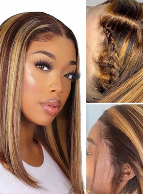 brazilian human hair wigs Bob Lace wig short wig真人发头套