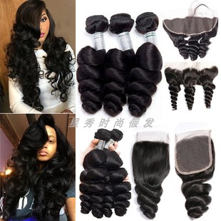 Brazilian human hair bundles extensions Loose wave真人发帘9A