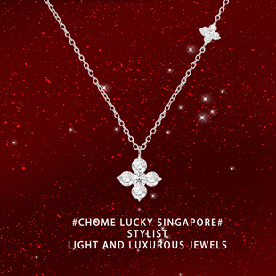 「双生四叶草」纯银s999项链女轻奢小众设计高级感锁骨链生日礼物