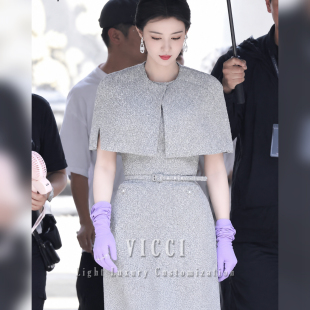 韩国粗花呢斗篷套装裙女秋冬收腰背心连衣裙名媛气质两件套中长裙