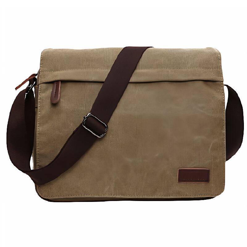 2025通勤帆布大容量翻盖多袋拉链扩容男式单肩斜挎14英寸电脑书包