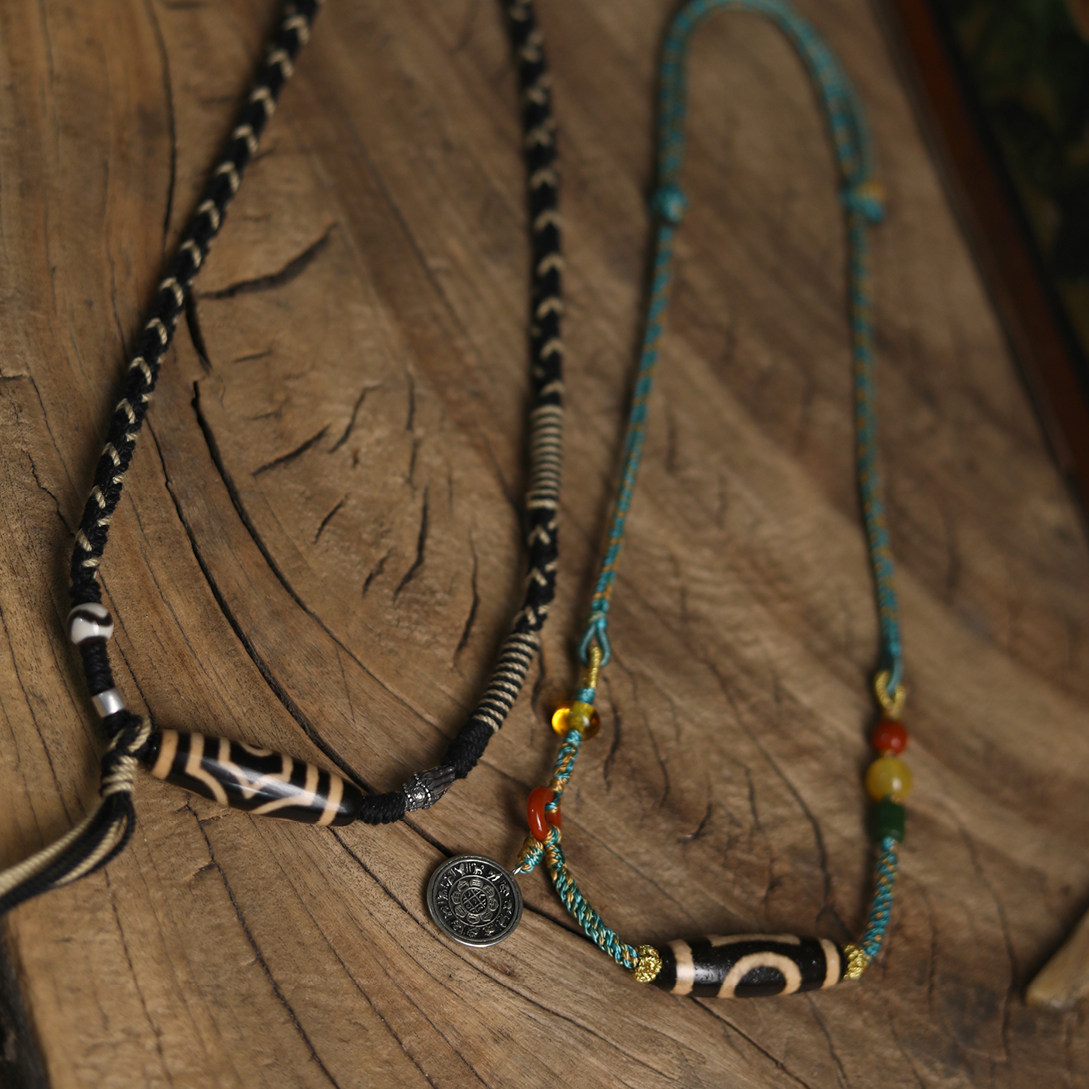 原创设计全手编天珠颈链男女式项链文玩复古挂绳一图一物