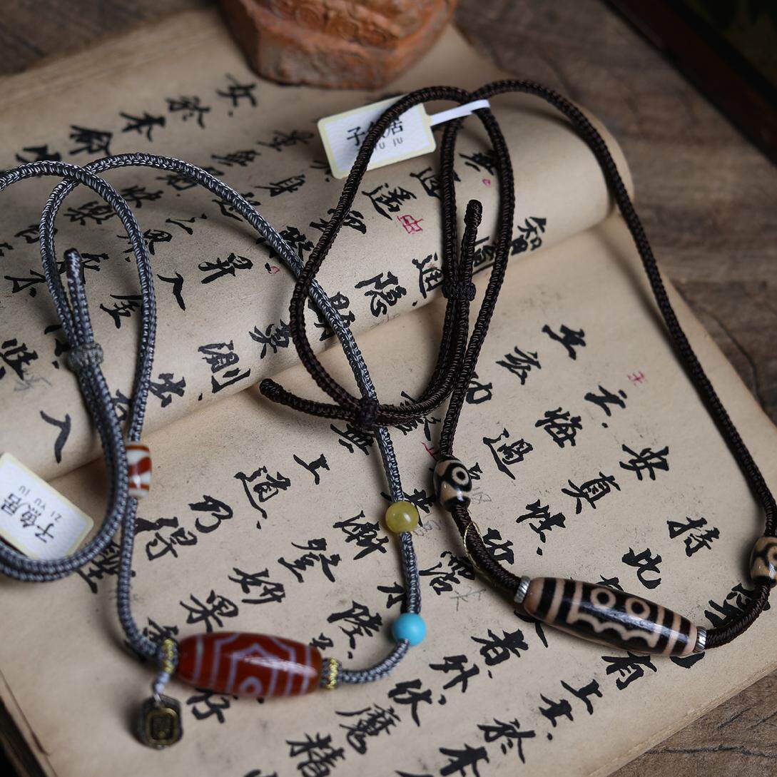 原创设计手工精编天珠男女式项链文玩复古挂绳锁骨链一图一物