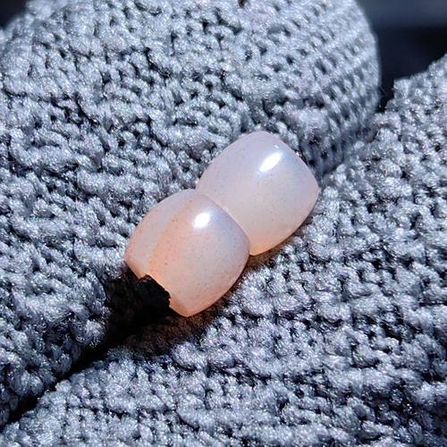 千年西亚古珠至纯镶蚀线珠老断改桶珠6.7*5.7粉糯朱砂DIY配珠隔珠