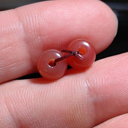 至纯镶蚀红玉髓老断改桶珠7.7*6.7满粉糯朱砂DIY散珠隔珠配饰对珠