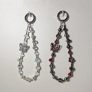 欧美复古暗黑风水晶轻奢手机链高级感ins包包挂件辣妹钥匙扣挂饰