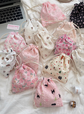 束口袋可爱小熊卡通抽绳杂物收纳袋防尘便携整理多功能布袋