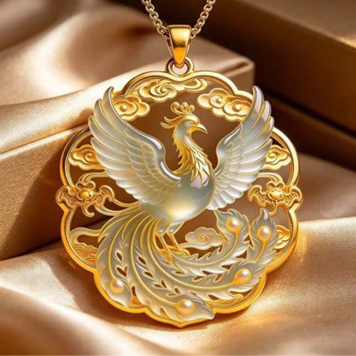 合金仿水晶项坠/吊坠凝霜凤凰吊坠新中式精致小众好运项链挂饰
