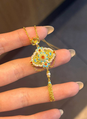 小红书新款点翠锁项链高颜值设计时尚潮流爆款个性轻奢百搭饰品女