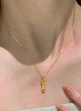 小红书爆款简约金刚杵项链2025新款招财转运素金精致吊坠一件代发