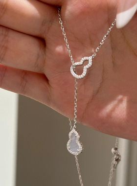 小红书爆款Y字精致细闪紫葫芦吊坠项链高级毛衣链锁骨链一件代发