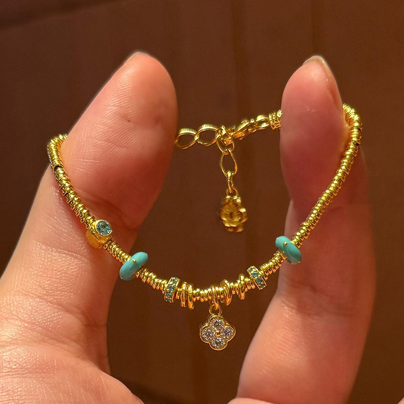 小红书爆款新中式绿四叶草盘缠手链小众设计百搭民族风款一件代发