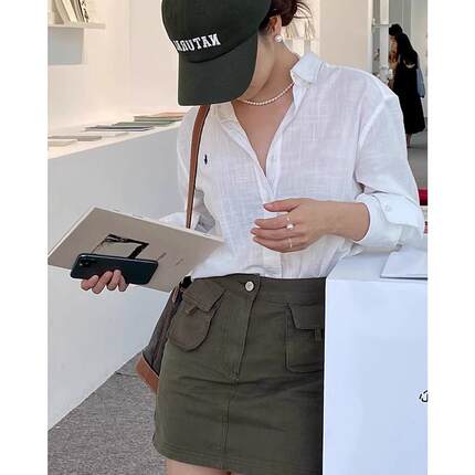 法式亚麻衬衫女设计感小众慵懒气质衬衣防晒开衫棉麻休闲别致上衣