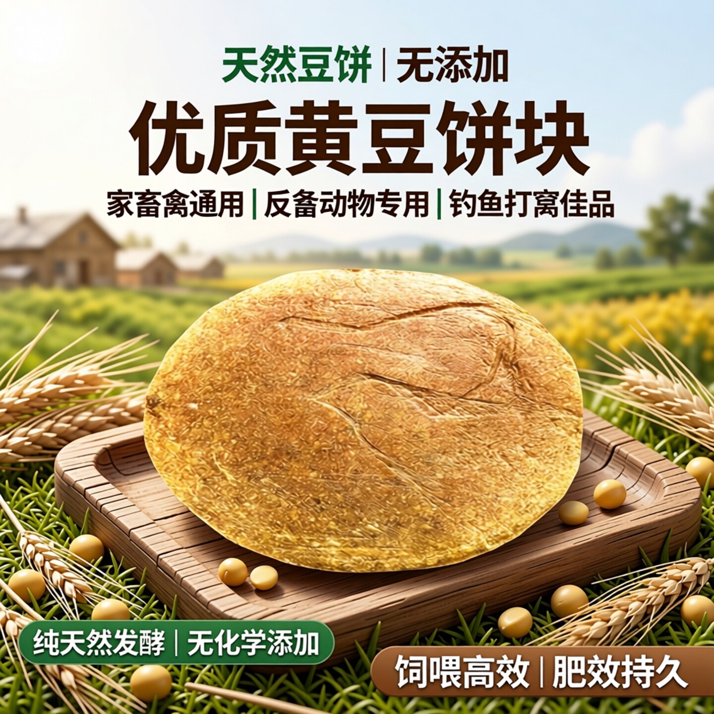 豆饼黄豆饼块状豆饼钓鱼打窝料家畜禽饲料喂猪牛羊反刍料做豆饼肥