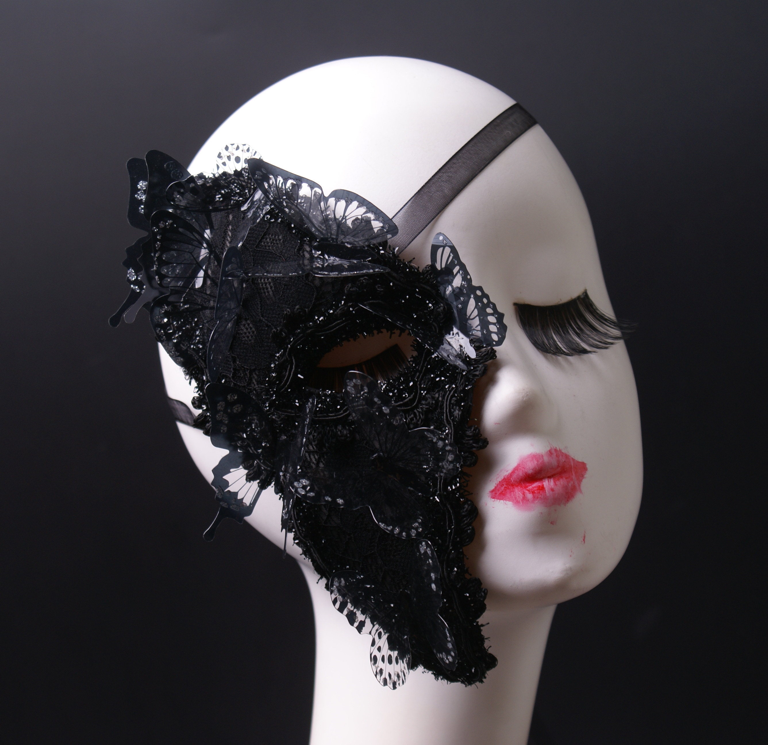 蝴蝶半边脸舞会装饰面具万圣节派对美女神摄影楼写真配饰半面假面