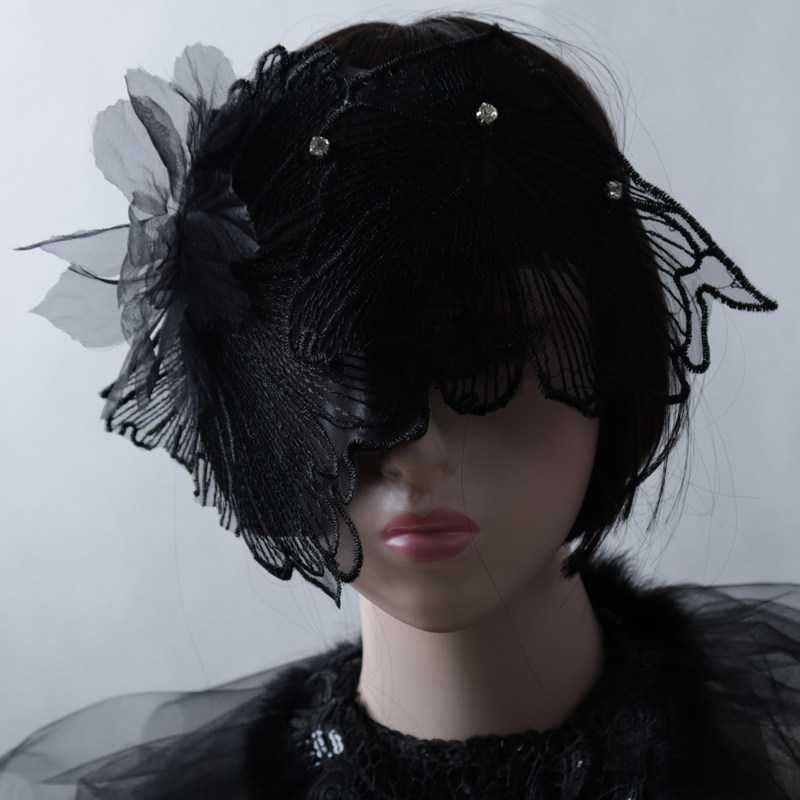 美女半脸遮眼纱蕾丝覆面系化妆舞会成人万圣节眼罩面具情趣假面罩