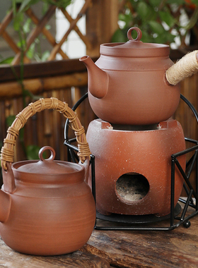 古陶坊围炉煮茶壶家用电陶炉手工老岩泥养生壶明火碳炉陶瓷烧水壶