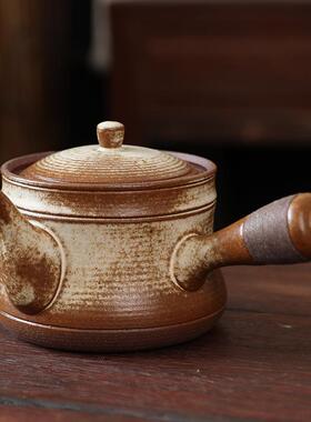 窑变柴烧陶瓷煮茶壶大壶口白茶黑茶小青柑药茶电陶炉家用围炉碳炉