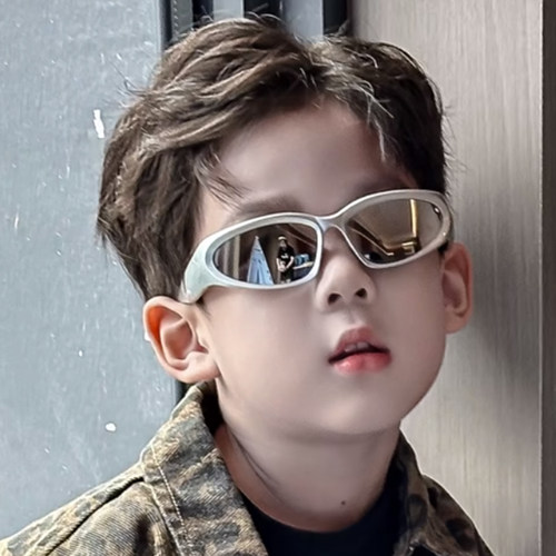 儿童时尚骑行运动眼镜男遮阳墨镜宝宝造型百搭太阳镜夸张嘻哈