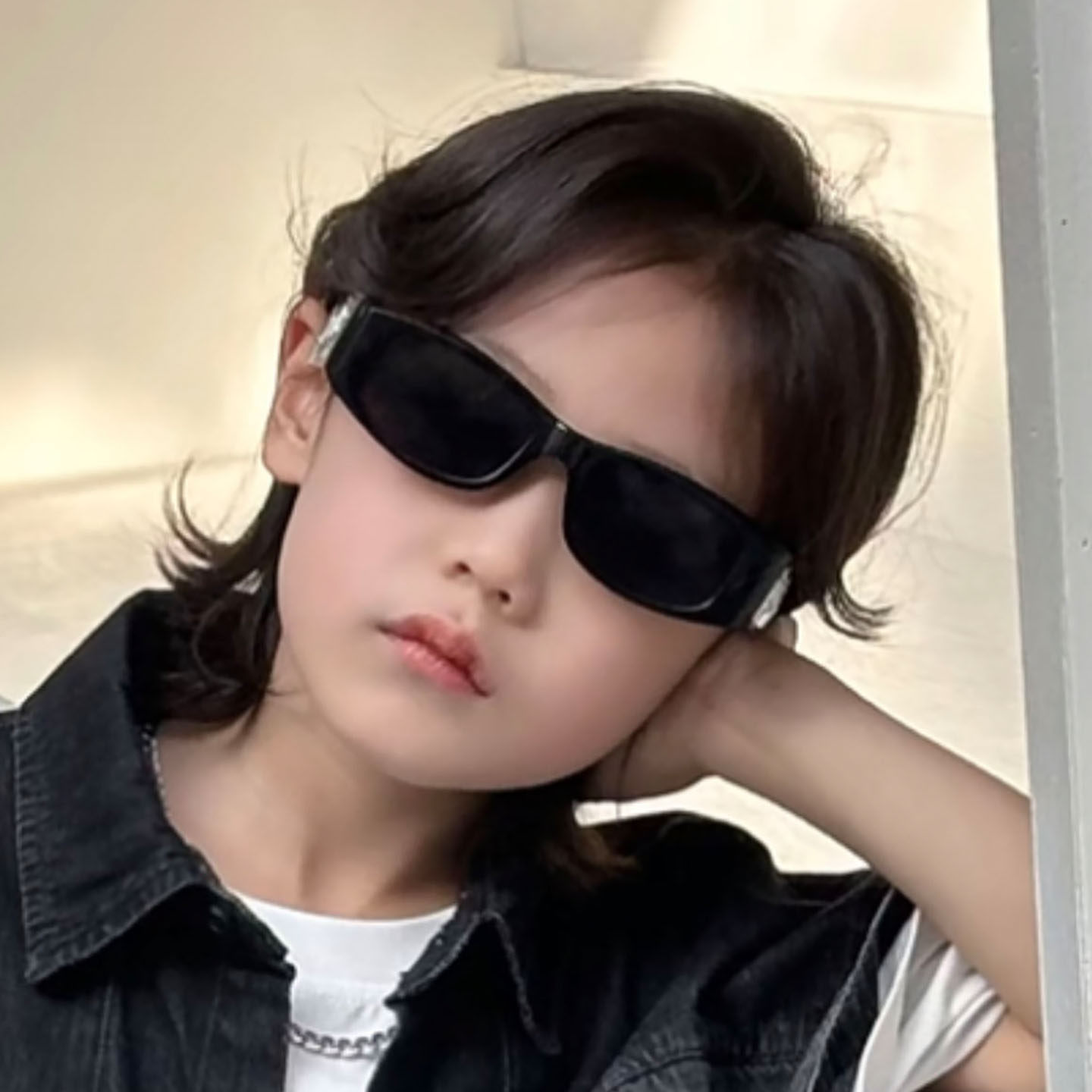 儿童腿字母时尚遮阳太阳眼镜韩版炫酷嘻哈潮童墨镜