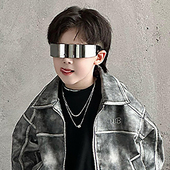 儿童未来科技感造型眼镜时尚 男女孩舞台个性 街舞嘻哈夸张墨镜走秀