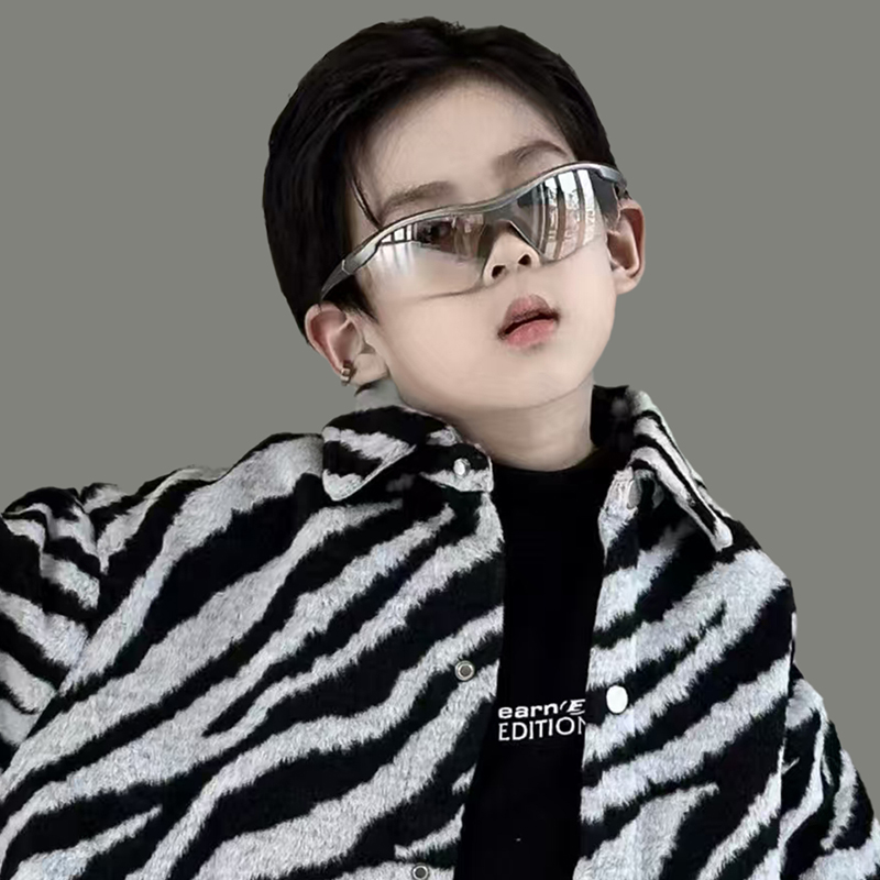 儿童时尚百搭骑行运动平光眼镜潮童造型时尚酷炫太阳镜男童墨镜
