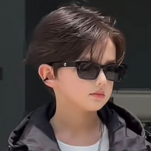 儿童韩版方形板材时尚遮阳太阳眼镜潮童痞帅风墨镜