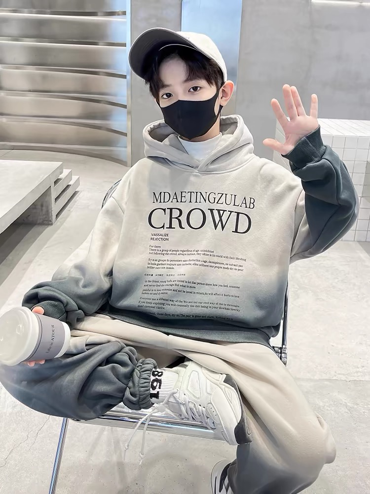 男童春秋装运动套装2025新款男孩春季中大童洋气休闲卫衣两件套潮