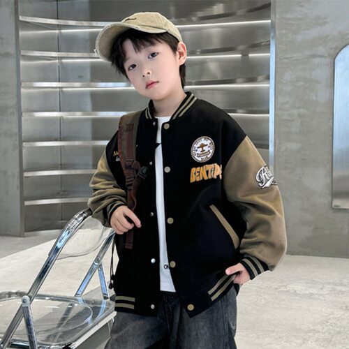 男童秋冬装加绒外套运动棒球服