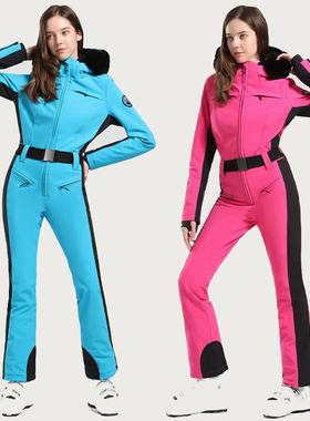 gsousnow连体滑雪服套装女专业单双板修身防风防水户外滑雪冲锋衣