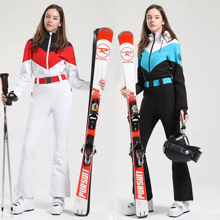 冲锋衣裤 gsousnow滑雪衣连体女双板修身 防风防水保暖冬滑雪服套装