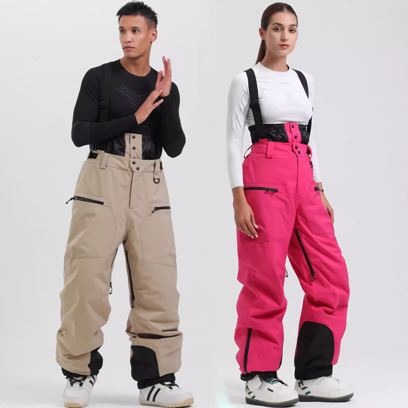 gsousnow分体背带滑雪裤男女加厚夹棉保暖双板防风防水雪地冲锋裤
