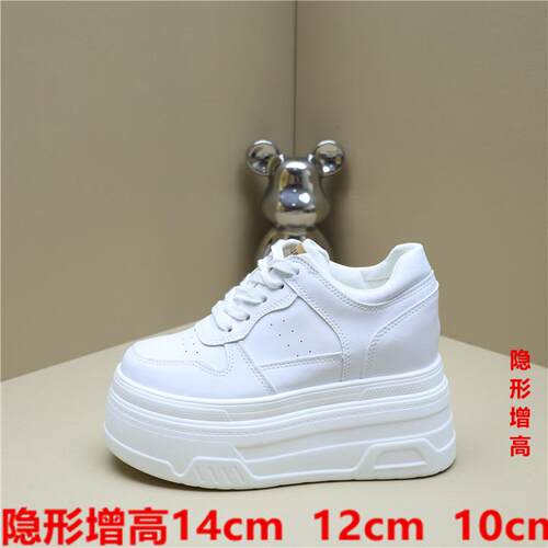 系带10CM内增高小白鞋厚底