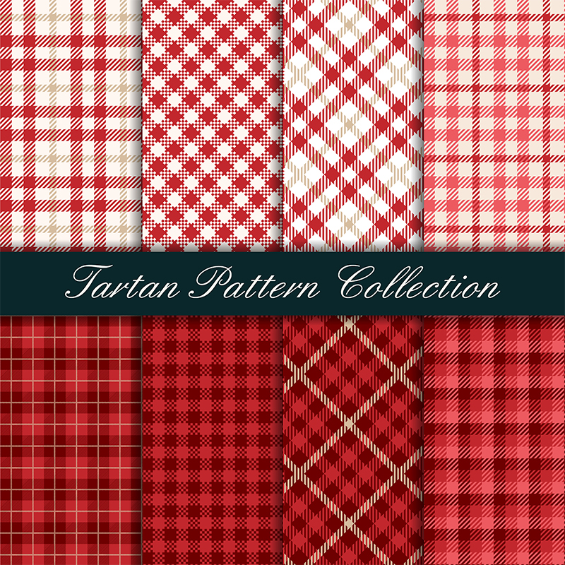 y724红色格子呢无缝模式图案经典格子布几何条纹方格矢量设计素材