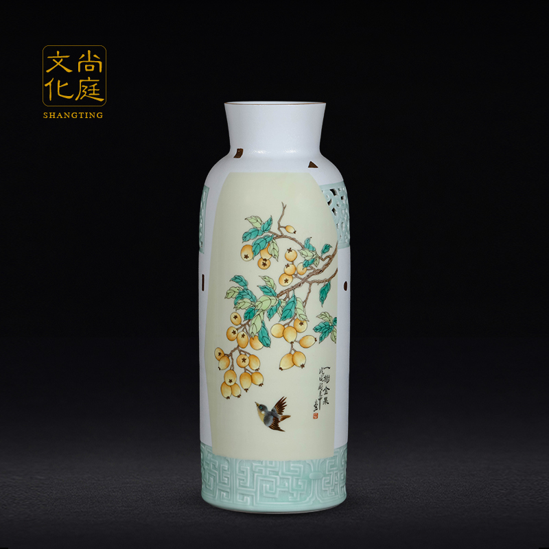景德镇粉彩花鸟中式风装饰摆件