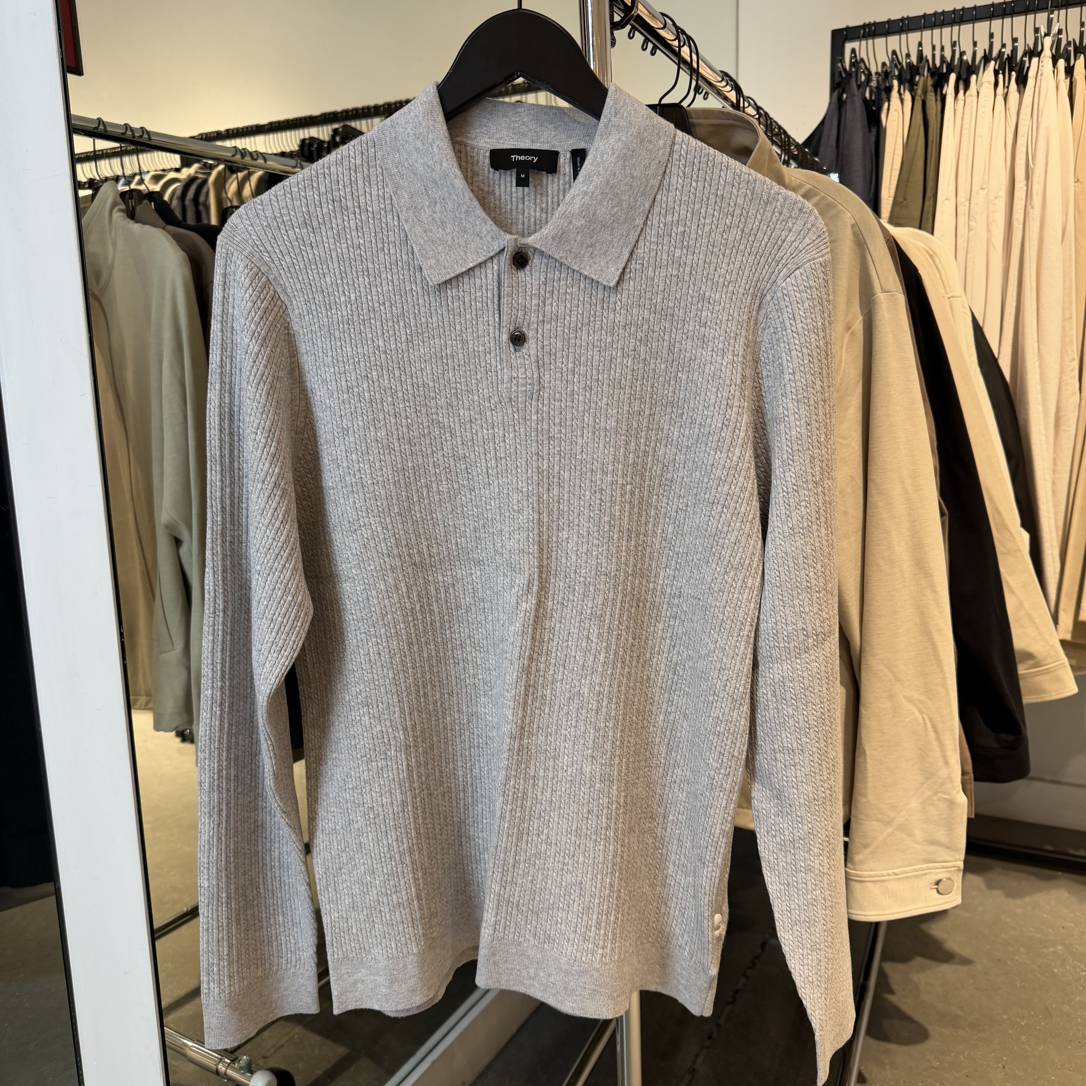 Theory男士麻花针织衫 长袖POLO衫 翻领混纺套头衫 美国代购