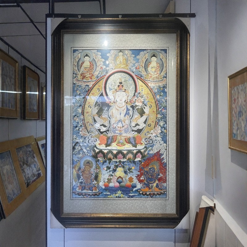 2米巨幅手绣精品唐卡四臂观音