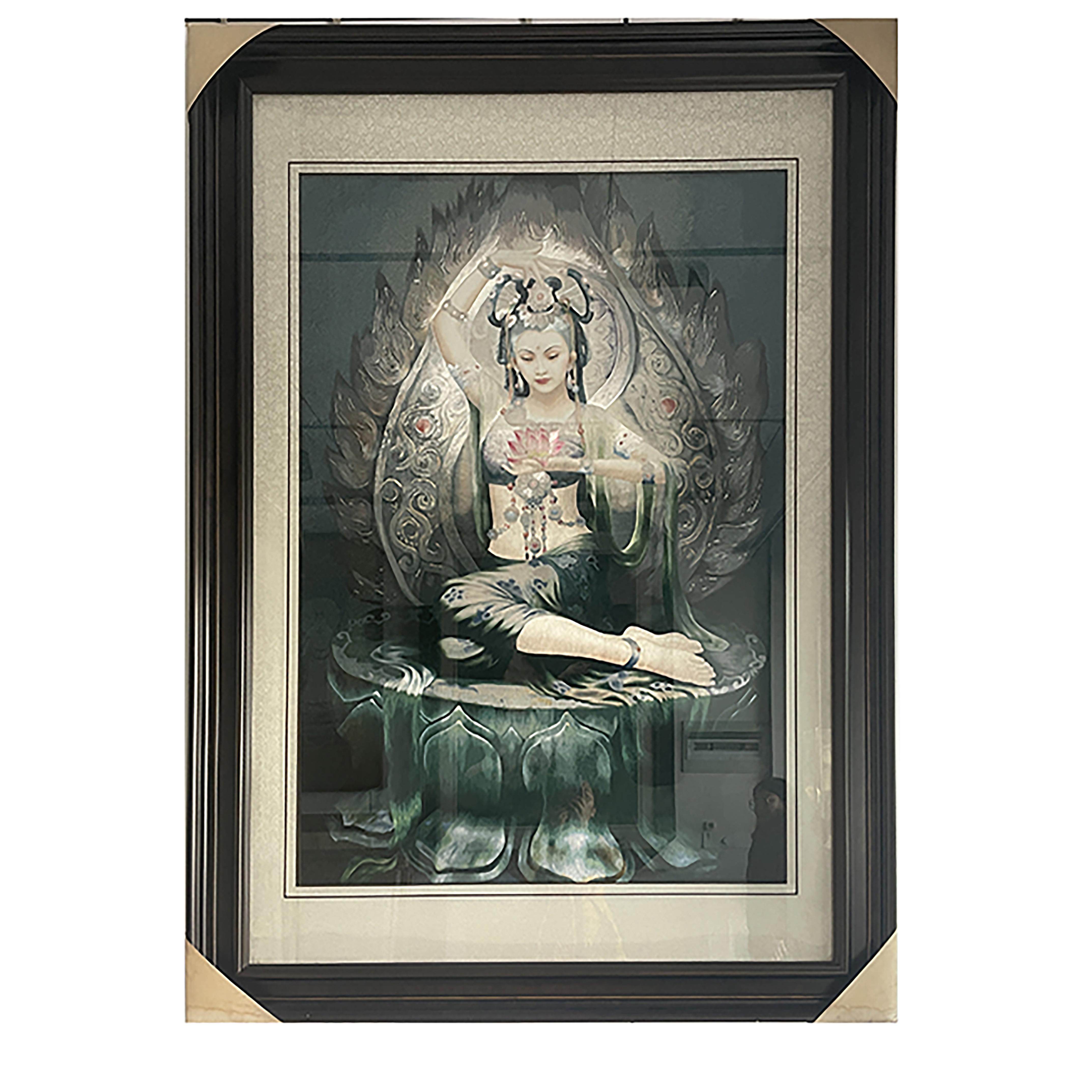 2米巨幅手工刺绣敦煌飞天装饰画