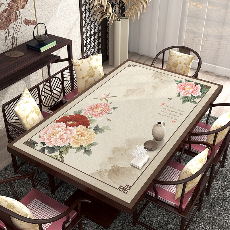 新中式桌垫PVC桌布高级感茶几垫