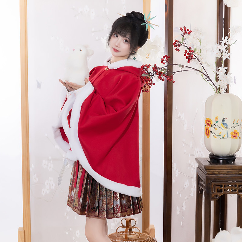 新中式新年斗篷披肩女装汉服新款披风保暖红色加绒短款套古装秋冬,女装/女士精品,汉服半身裙,淘宝优惠券,粉丝福利购,淘宝优惠卷